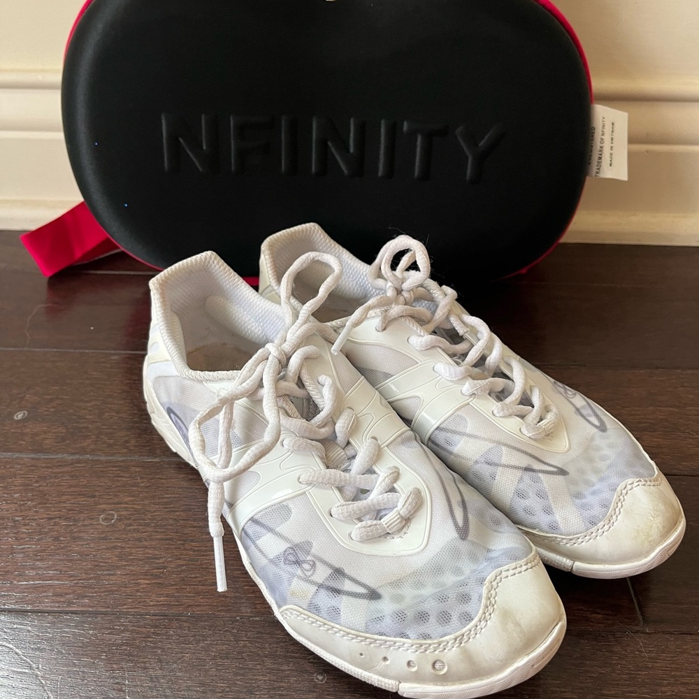 NFINITY Vengeance White Cheer Shoes with Black Case